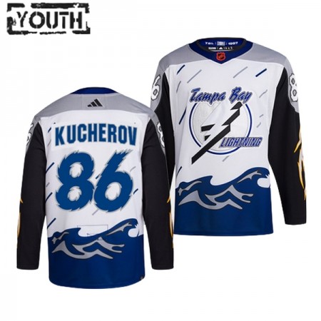 Tampa Bay Lightning Hockeydrakt Nikita Kucherov 86 2022-23 Hvit Reverse Retro 2.0 Adidas Authentic - Barn